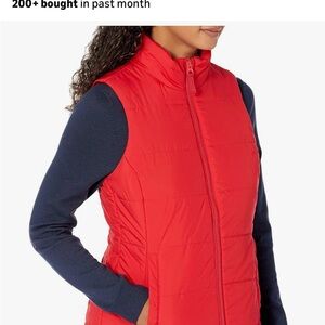 NWT Amazon Essentials Women's Bright Red Puffer Vest
